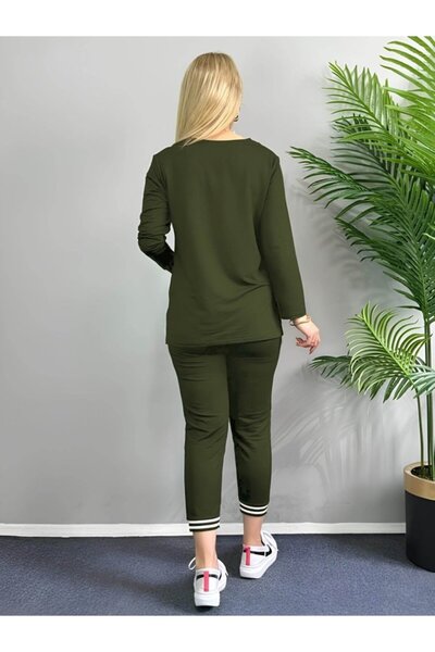 Viyamo Women's Long Sleeve Rib Detail Viscose Two Thread Double Suit