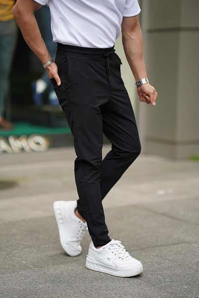 alphalife Black Parachute Fabric Men's Sweatpants