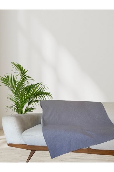 Enoteks Anthracite Chenille Double Sided Sofa Bed Sofa Cover Shawl 175 x 215 cm