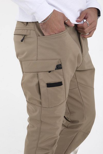 Camp Scoutland Ανδρικό μπεζ παντελόνι Camp592 Outdoor Tactical - Ανθεκτικό στο νερό και τον αέρα, χειμώνας με φλις