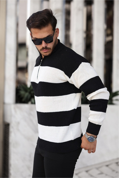 ROBERTO BORNOVA Pulover din tricotat Selenic cu jumătate de fermoar