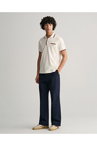 Gant Erkek Krem Regular Fit Çizgili Polo