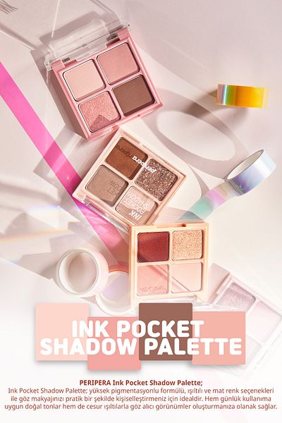 PERIPERA 4-Piece Headlight Palette in Parilty Tons - Peripera Ink Pocket Shadow Palette (02 Once Upon a Pink)