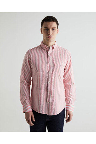 Gant Erkek Pembe Regular Fit Klasik Yaka Çizgili Gömlek