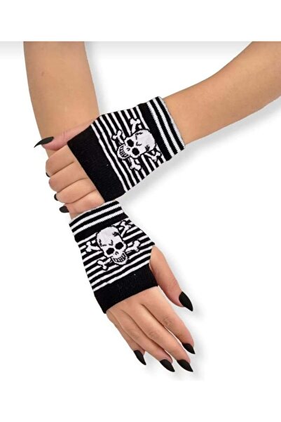 Metal Giyim Çizgili Kurukafa Desenli Ellik