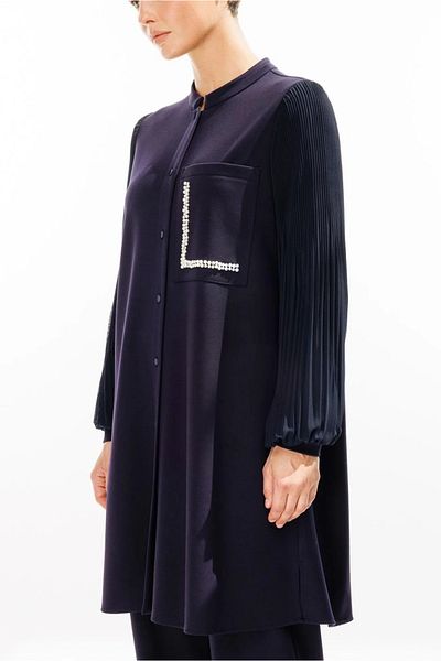 Micca Mi̇cca Sleeves Plise Detailed Double Suit