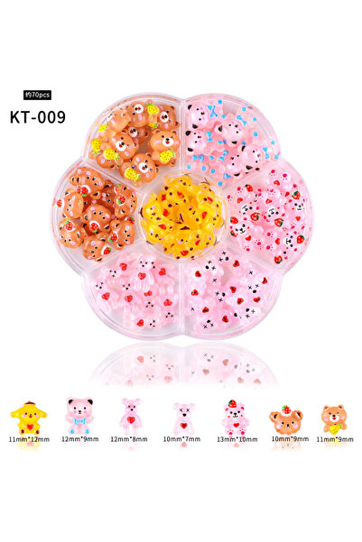 Venalisa Protez Tırnak Nail Art Süslemeleri Ayıcık Figürler Tırnak Charm KT-009
