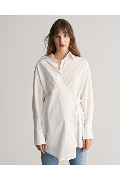 Gant Kadın Beyaz Oversize Fit Klasik Yaka Gömlek
