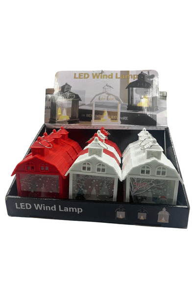 kidspartim Πρωτοχρονιάτικο Φανάρι - Μοντέλο Σπιτιού με LED 15 εκ., 1 Τεμάχιο