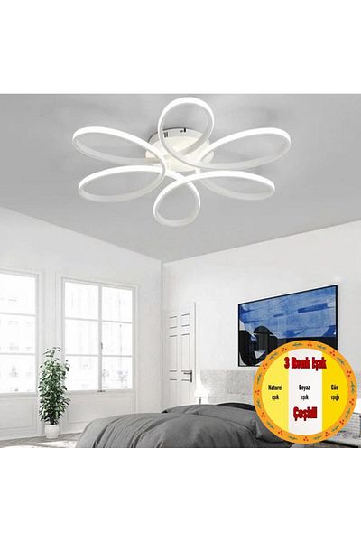 MİNEL DEKOR LED LIGHTING Minel Decor Daisy Model Ceiling Lamp, Modern Lighting, Decorative 3 Color Light