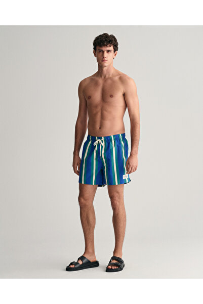 Gant Erkek Mavi Regular Fit Çizgili Mayo Şort
