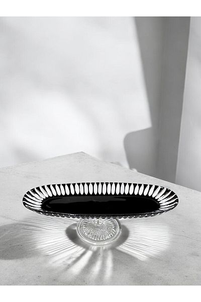 Paşabahçe Crystal Cuth Hand Crawing Skat Plate / Presentation Plate