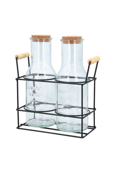Bien Servi 3-Piece Elegant Design Glass Drinking Juice Jar Set