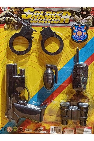 Genel Markalar Soldier Warior Polis Oyuncak Seti 6 Parça Silah,El bombası, Dü...