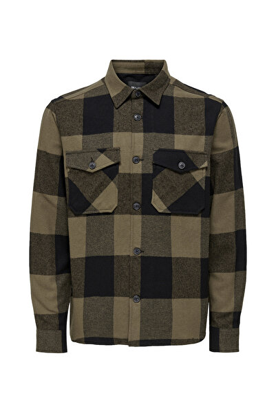 Only & Sons Rahat Kahve Kareli Erkek Gömlek ONSMILO LS CHECK OVERSHIRT NOOS