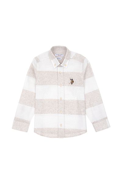 U.S. Polo Assn. Риза с дълъг ръкав в камък за момче 50293518 -Vr049