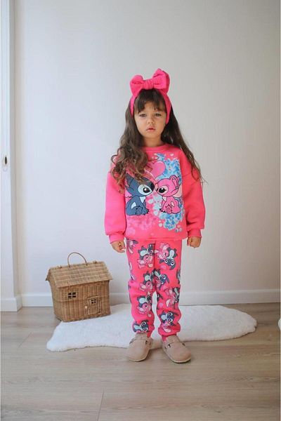 MİNİKO KİDS Girl's Stitch Model 3 Threads Charted Tracksuit Set