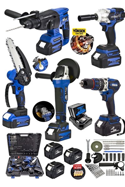 OG GERMANY STEEL 5'Makina 20Ah 3 Akülü Spiral Taşlama&13mm Matkap Vidalam&Dal...