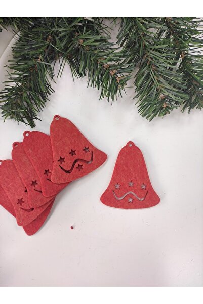 Masalsı Concept 10 Pcs Red Bell Felt Christmas Tree Ornament Christmas New Year Tree Ornament Decoration