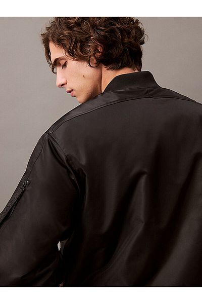 Calvin Klein Мъжко черно яке с цип и яка с дълъг ръкав 00040Em524-Ub1