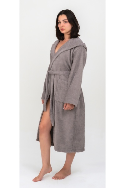 EMİLLİE Elina Unisex 100% Cotton Double Bathrobe with Hood