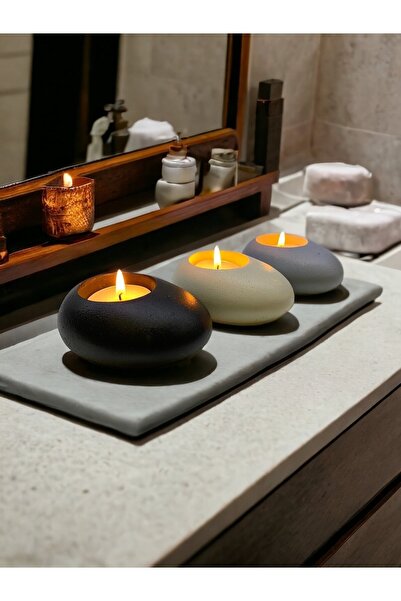 Ferre Home Istanbul Three Drops Minimal Dekoratif Beton Tealight Mumluk 3'lü Set