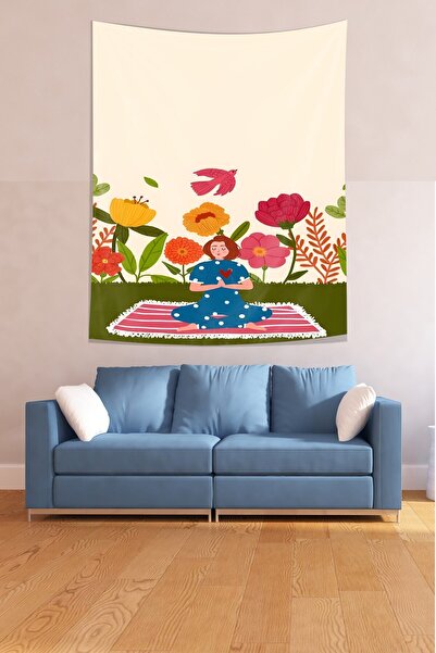 Pelangi Girl Condensing in Flowers Stain Resistant Fabric Wall Cloth Wall Car...