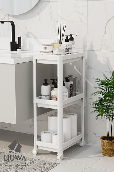 LIUWA PEGGY 3 Tier Rolling Organizer Ράφι κουζίνας Ράφι μπάνιου κάτω από τον πάγκο κάτω από το νεροχύτη