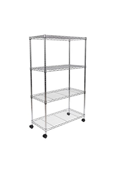 Seville Classics رف مطبخ مستطيل من الفولاذ المقاوم للصدأ مكون من 4 طبقات