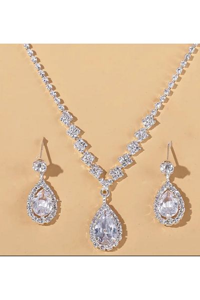 MEECY Zircon Stone Necklace Earring Set