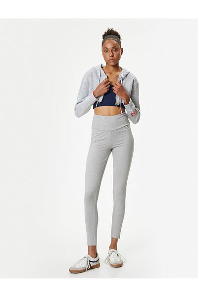 Koton High Waist Soft Button Basic Slim Fit Sports Leggings