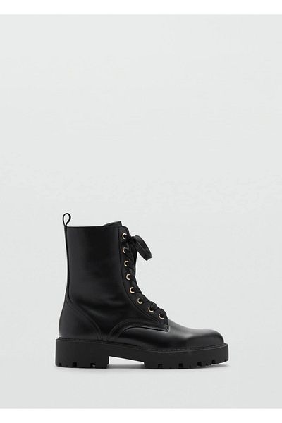 MANGO Woman Skórzane, sznurowane buty