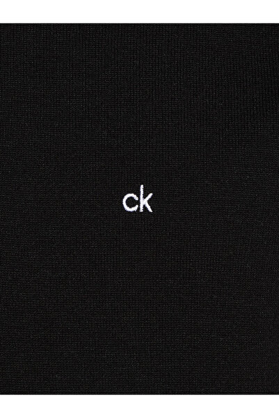 Calvin Klein Erkek Yarım Fermuarlı Dik Yaka Regular Fit Uzun Kollu Siyah Kazak K10K113748-BEH