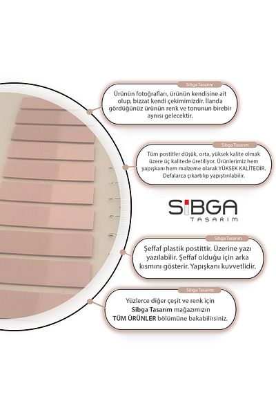 sibga tasarım Transparent Colored Post-It Note Paper - 200 Sheets Bookmark Sticker