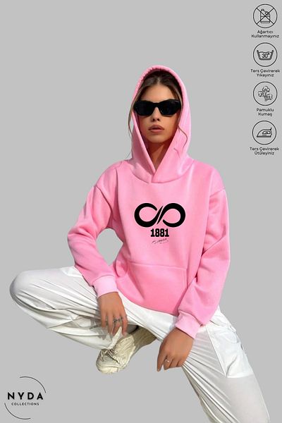 Nyda Collections Φούτερ με κουκούλα Ataturk 1881 με στάμπα Unisex - Μακρυμάνικο, Raster, Oversize βαμβακερό