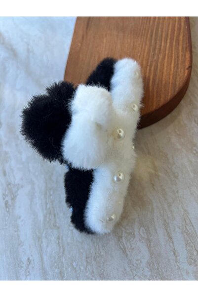 zyc Cataramă cu agrafă din pluș pentru femei, cu două culori, 12 cm