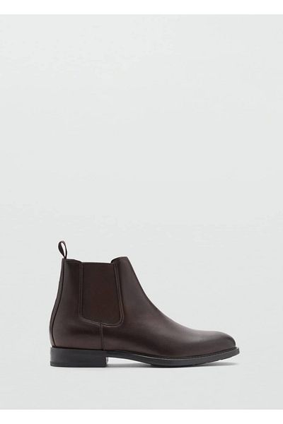 MANGO Man Polished leather Chelsea boots