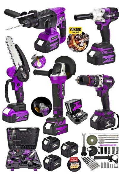 Genel Markalar 5'Makina 20Ah 3 Akülü Spiral Taşlama&13mm Matkap Vidalam&Dal B...