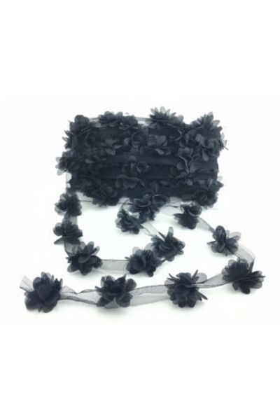 Hayaller Dükkanı Tul floral negru mic - P10yrd(150ad.) P1-