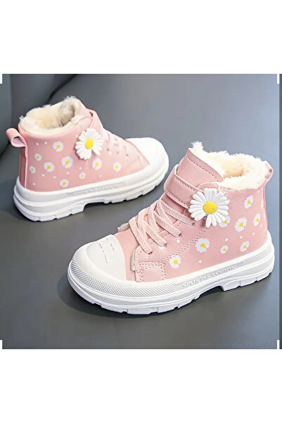 Yasee Su geçirmez kaymaz papatya desenli polar astarlı çocuk botu