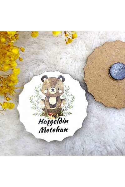 Hayaller Dükkanı 30 Adet Ahşap Bebek Magnetleri Ayıcık Baskılı-