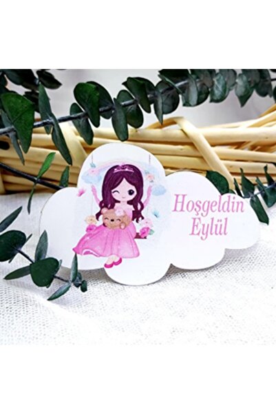 Hayaller Dükkanı 25 Adet Salıncakta Prenses Baskılı Bulut Ahşap Magnet Hediye...