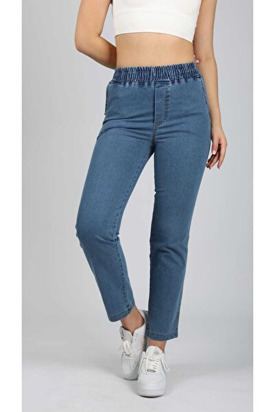 NEŞA KOTÇU Beli Lastikli Yüksek Bel Kot Jeans