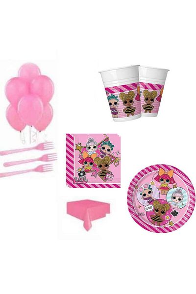 Hayaller Dükkanı Lol Doll Birthday Ornaments Table Set Party Set Economical Set for 8
