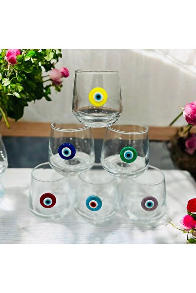 nazarboncuğu كوب ماء مكون من 6 قطع من الزجاج الملون على شكل عين