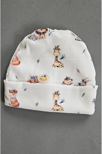 ALYA Baby Multi-Patterned Organic Cotton Camisole Beanie with Pompom