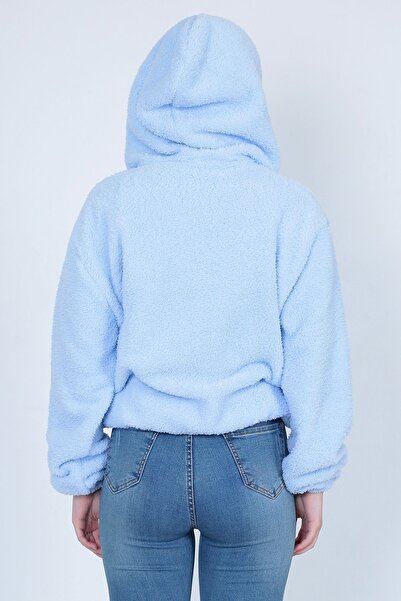 LW Lost wintage Hırka Welsoft Peluş Kapüşonlu Önü Fermuarlı Çift Cepli Regular Sweatshirt