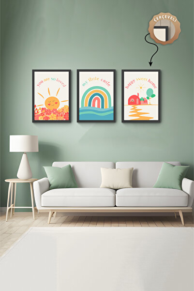 wudie Pictură decorativă din 3 piese, cu cadru din lemn, pictură abstractă, p...