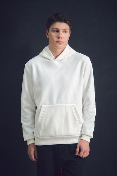 Fulla Moda Λούτρινο φούτερ με κουκούλα καγκουρό με 3 νήματα