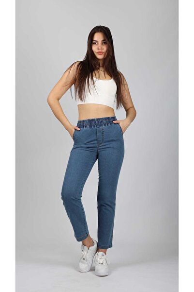 NEŞA KOTÇU Beli Lastikli Yüksek Bel Kot Jeans